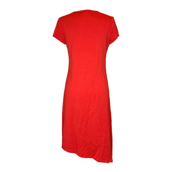 Women Bamboo Dress Size XL Asymmetrical Short Sleeve Orange V-Neck Compli-K NWT - Picture 3 of 3